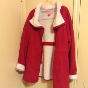 LIKE NEW red coat- warm cozy inside